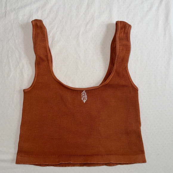 Free People Rust Ribbed Crop Top - Picture 2 of 2
